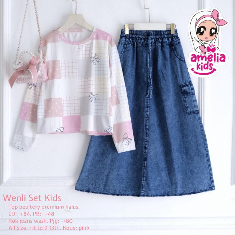 Wenli Set Kids Setelan Anak Perempuan Setelan Anak Perempuan Original Ori Amelia Kids