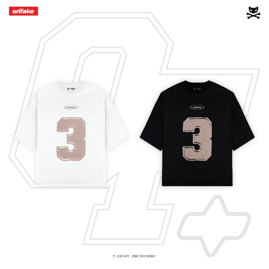 [ORI] ORIFAKE- T-Shirt Oversize Unfinished "Three" Kaos Pria