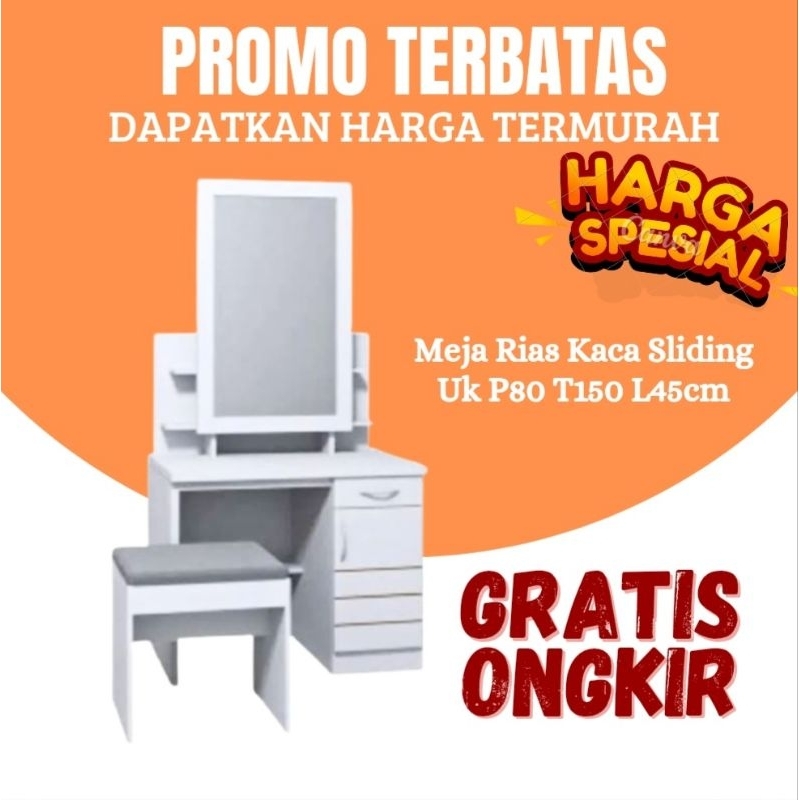 Meja Rias Kaca Sliding Putih Minimalis Murah Meja Rias Bandung Cimahi Sumedang
