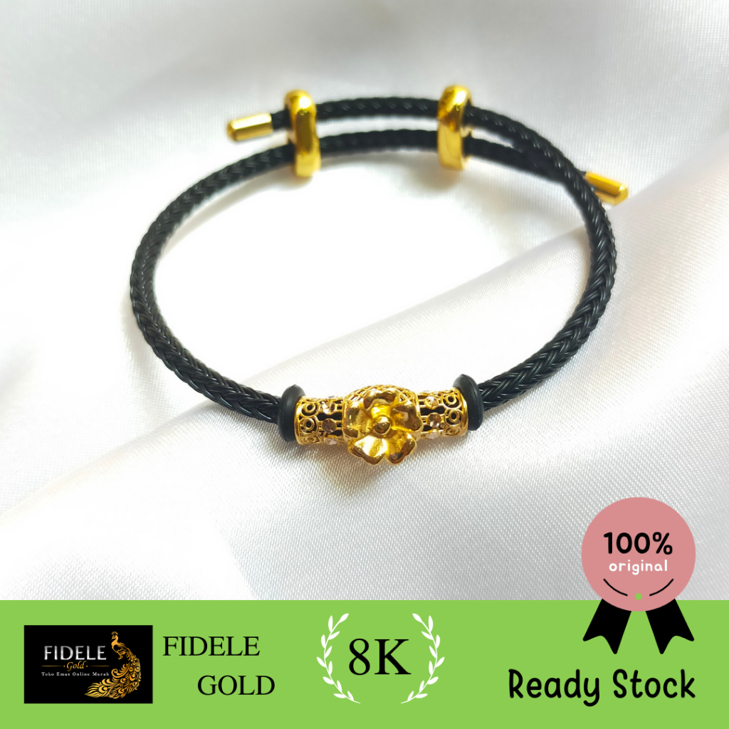 Gelang tali charm waterproof gelang emas asli kadar muda 375