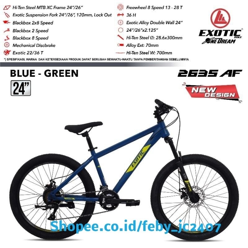 SEPEDA GUNUNG MTB 24 inch EXOTIC 2635 AF 8 speed Discbrake