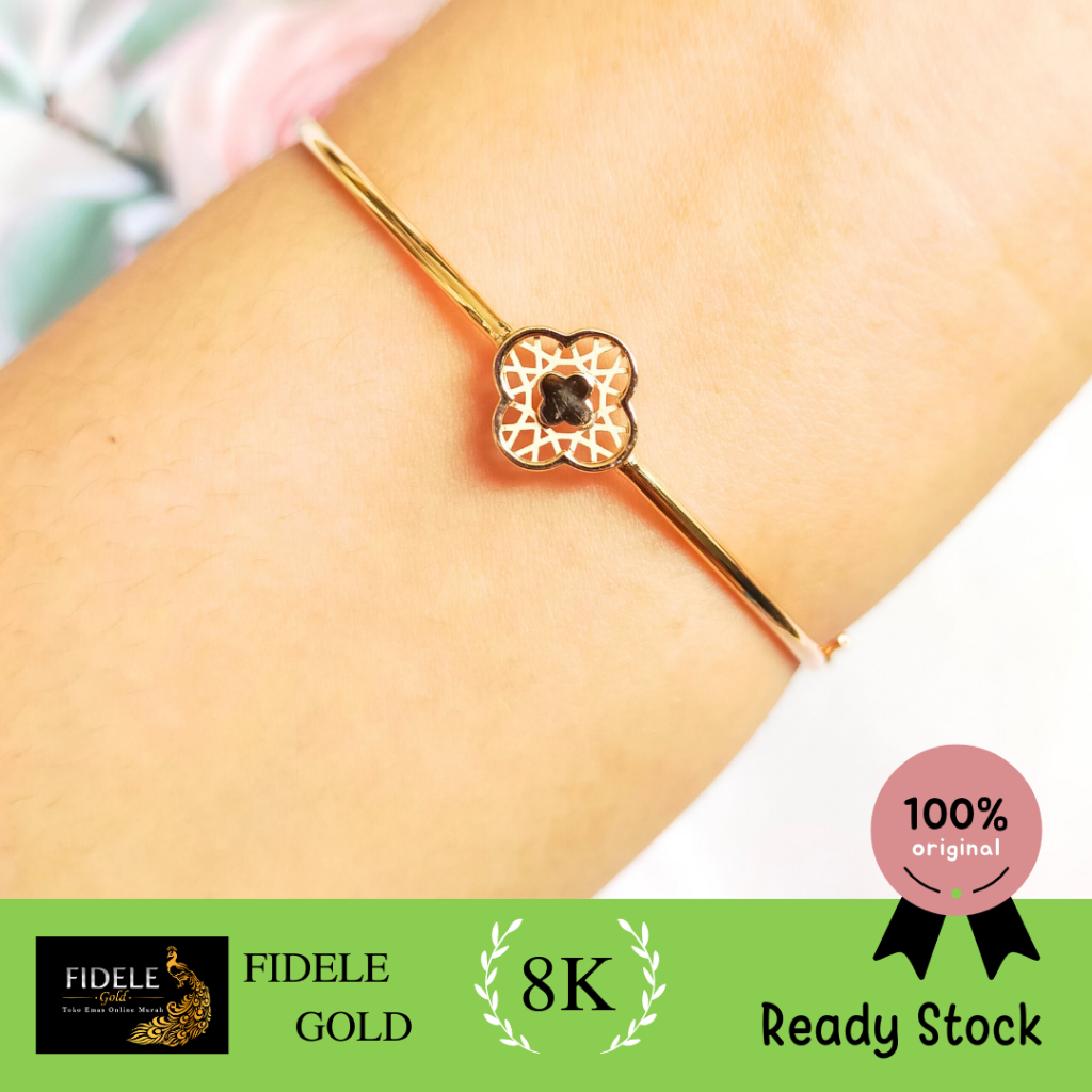 Gelang bangle bunga fashion emas asli kadar muda 375 8k