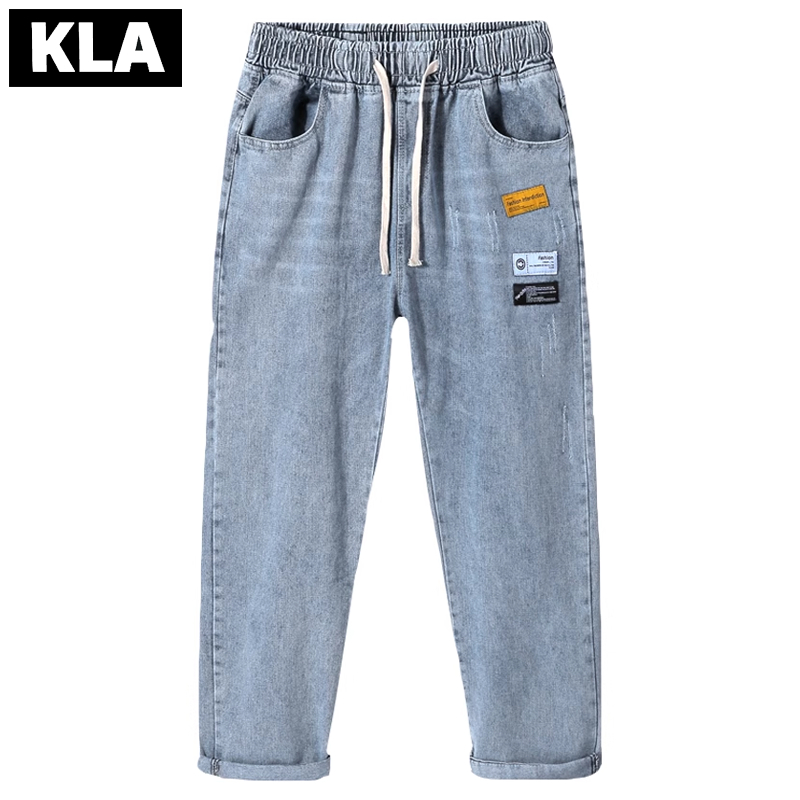 KLA Celana Ankle Pants Pria Celana Jeans Pria Karet Korean Style Casual Baggy Jeans Celana Jeans Pri