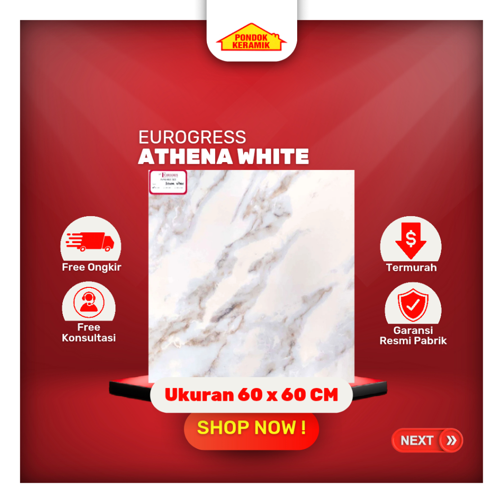 Granit Lantai Eurogress Marble Glossy 60x60 Athena White Motif Carara