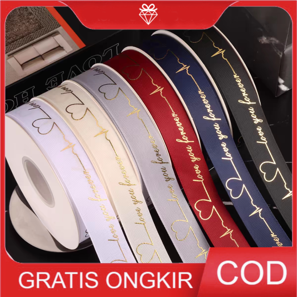 

5 Meter Korean Pita Grossgrain 2,5cm - Pita Kado Love You Forever PS028