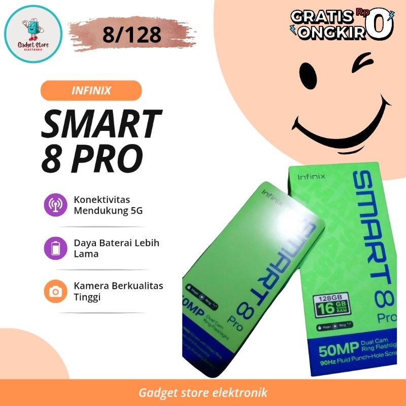 infinix smart 8 pro ram 8/128gb bergaransi