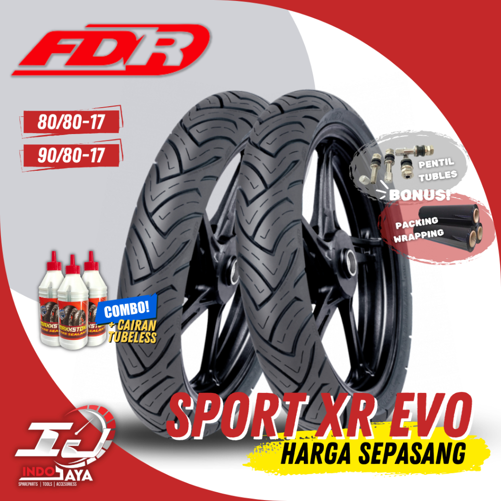[PAKET MURAH SEPASANG] BAN FDR SPORT XR EVO TUBELESS (80/80-17 & 90/80-17) FDR ORIGINAL / BAN LUAR M