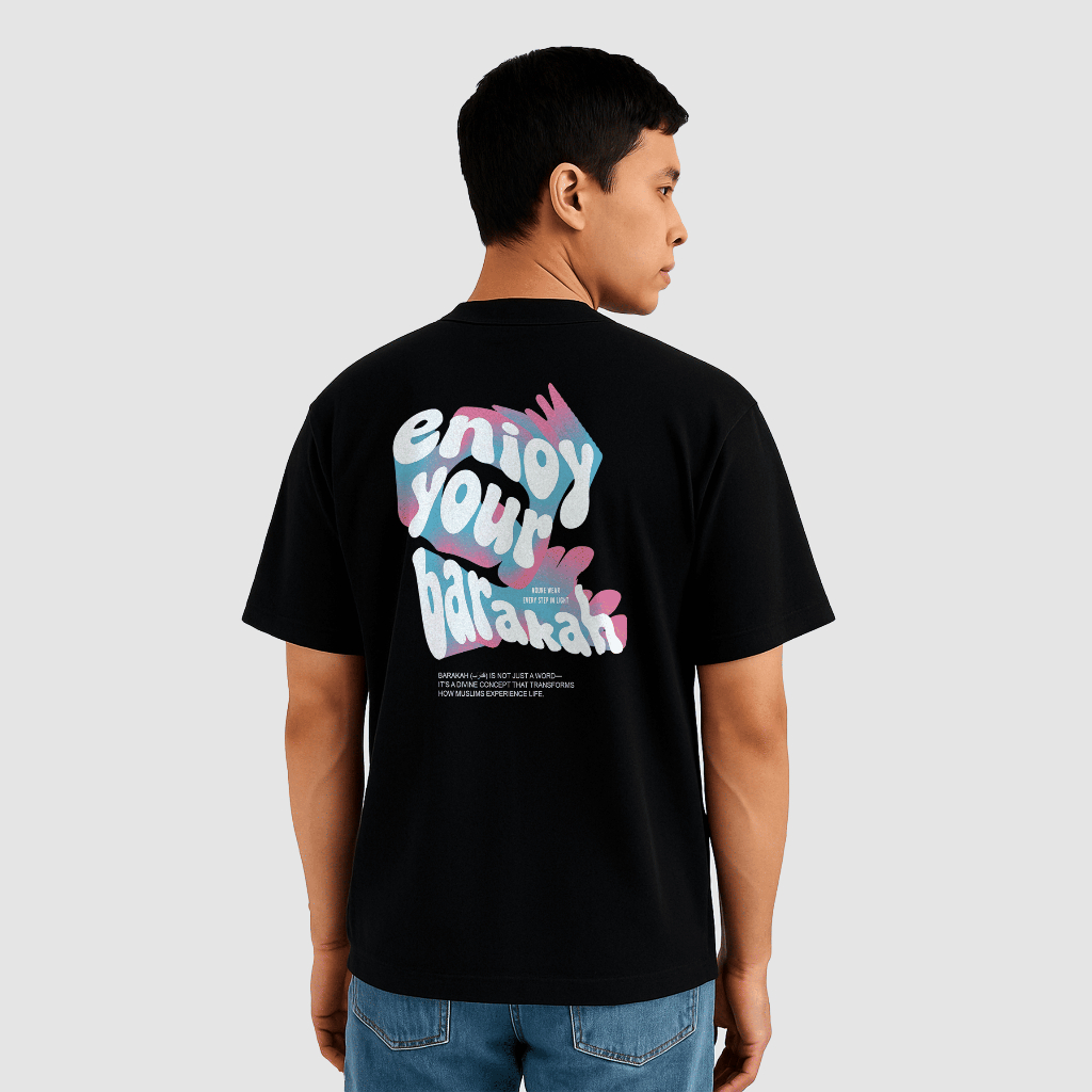 NOURÉ - Kaos Enjoy Your Barakah Wisdom 22033 | Kaos Muslim Streetwear 003 Pria Wanita Unisex Pendek 