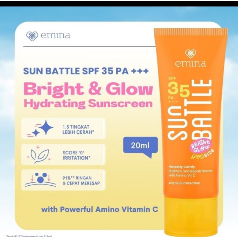 Emina sun battle spf 35/Emina sun battle fun size sunscreen/Emina skin buddy skin protection