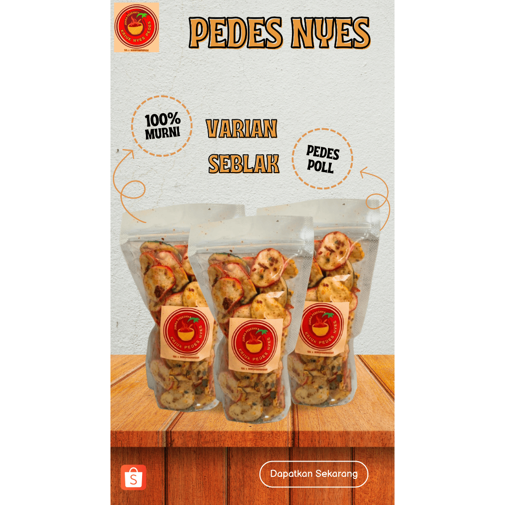 

Kerupuk Seblak Kering Pedas NAMPOLL Daun Jeruk Renyah - Kemasan Pouch 100 Gram