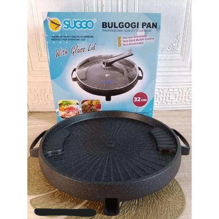 BULGOGI PAN SUGGO 32CM (TANPA TUTUP KACA) alat pemanggang teflon panggangan teflon panggangan kompor