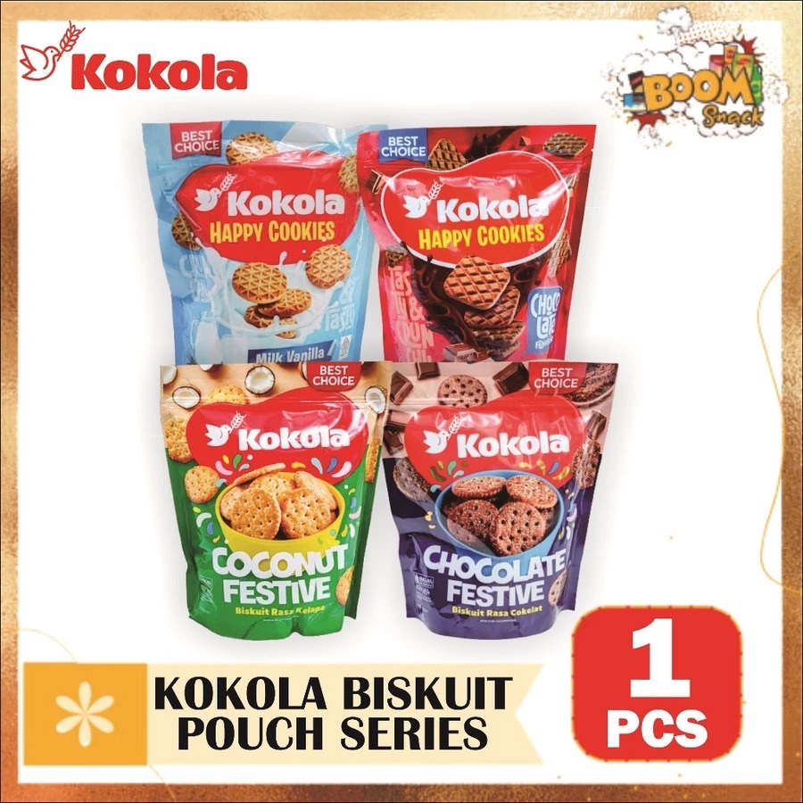 

KOKOLA Biskuit 300g Pouch Jumbo Rasa Kelapa Coconut Coklat Chocolate Vanilla Vanila Biscuits Cookies