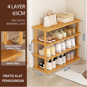 ( GARANSI 12 BULAN ) RAK SEPATU MINIMALIS RAK SEPATU ESTETIK RAK JUMBO BERDIRI RUMAH - KUNING 4L-65X