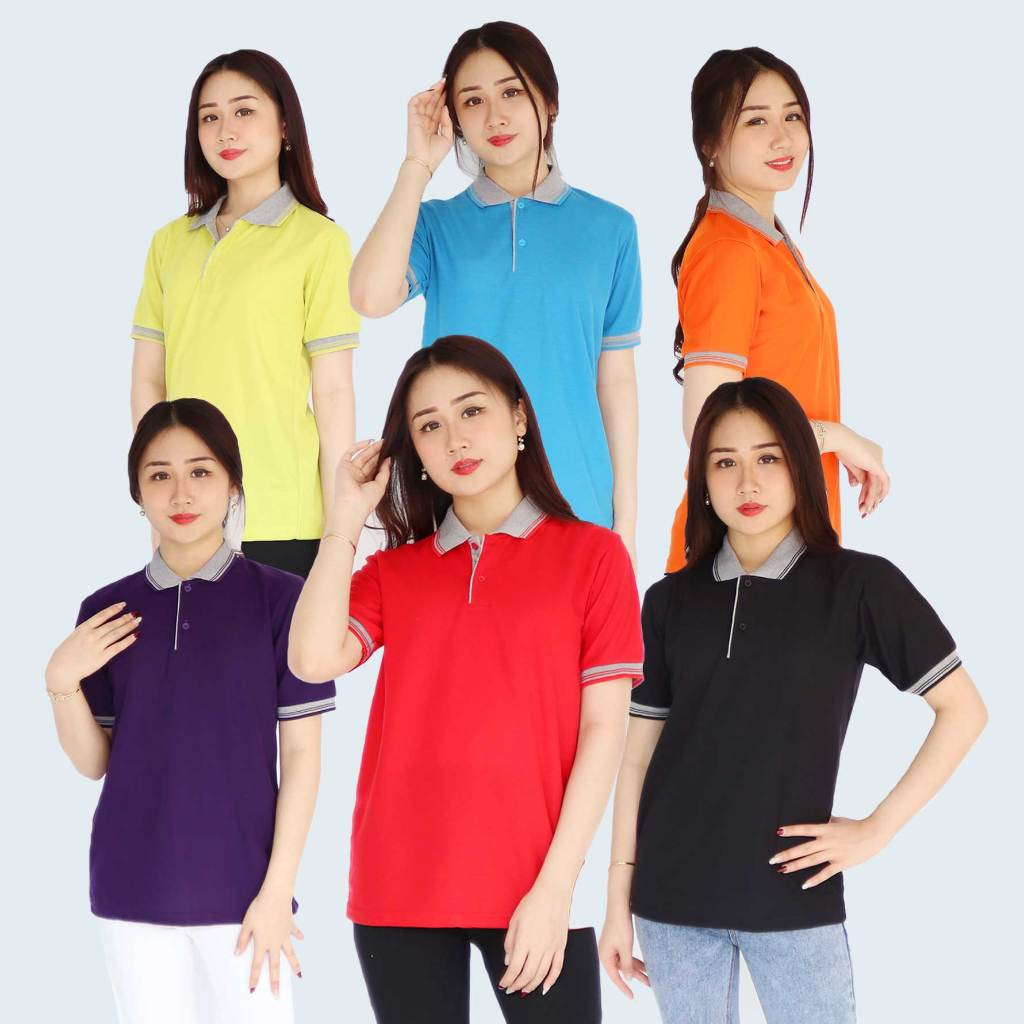 Dailystyle - Kaos Polo Wanita Kerah Abu Misty Lengan Pendek Kaos Seragam Berkerah