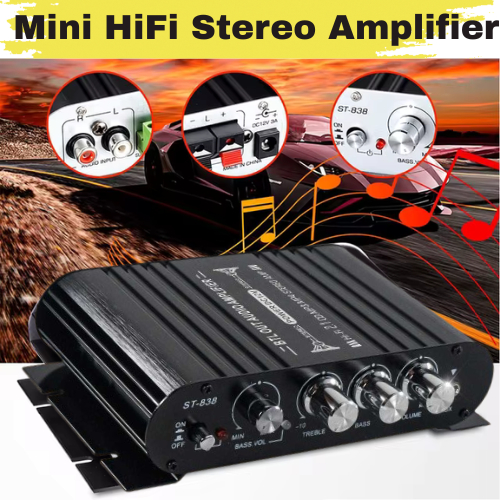 COD LVPIN LVPIN Ampli Amplifier Mini 12V Mobil Rumahan HiFi Stereo Treble Bass Booster ST 838