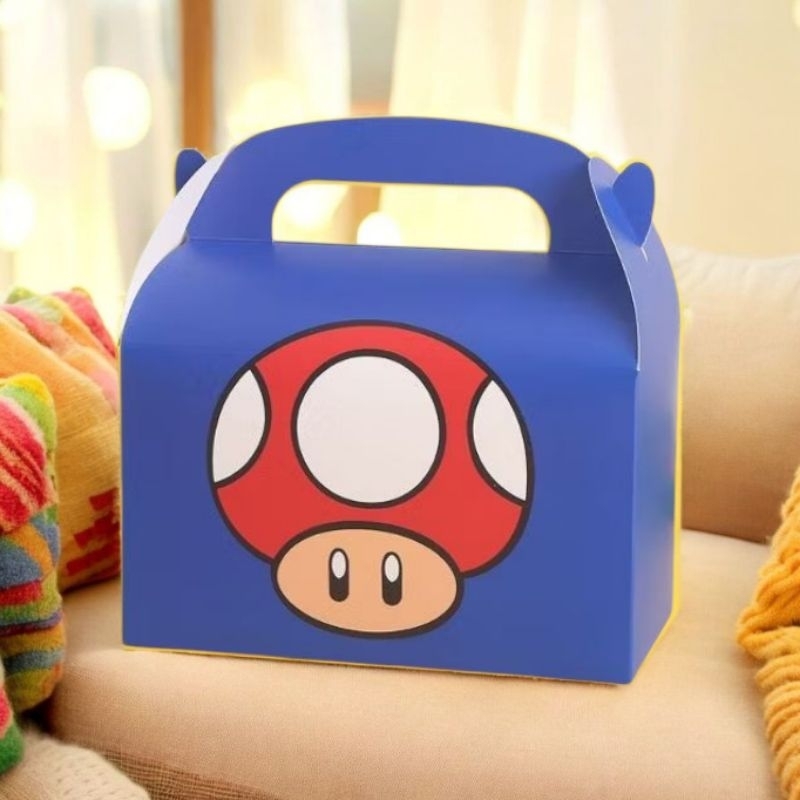 

BLUE SNACK BOX/TAS SOUVENIR ULTAH ANAK/SNACK BOX KARATKTER MARIO BROSSPANJANG 16 CMLEBAR 9,5 CMTINGGI 9,5 CM