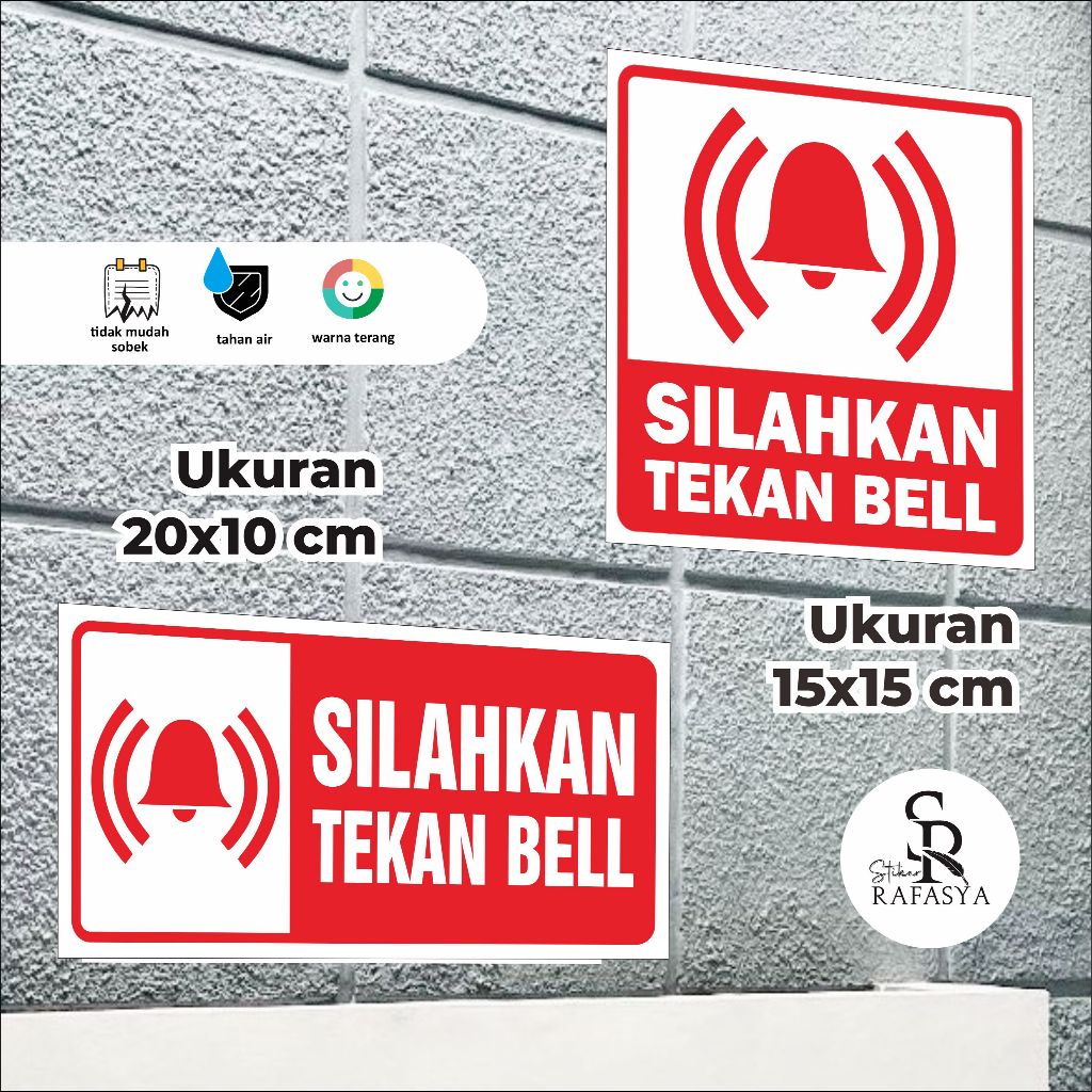 

Stiker Silahkan Tekan Bell | Stiker Arah Bell + Laminasi Glosy