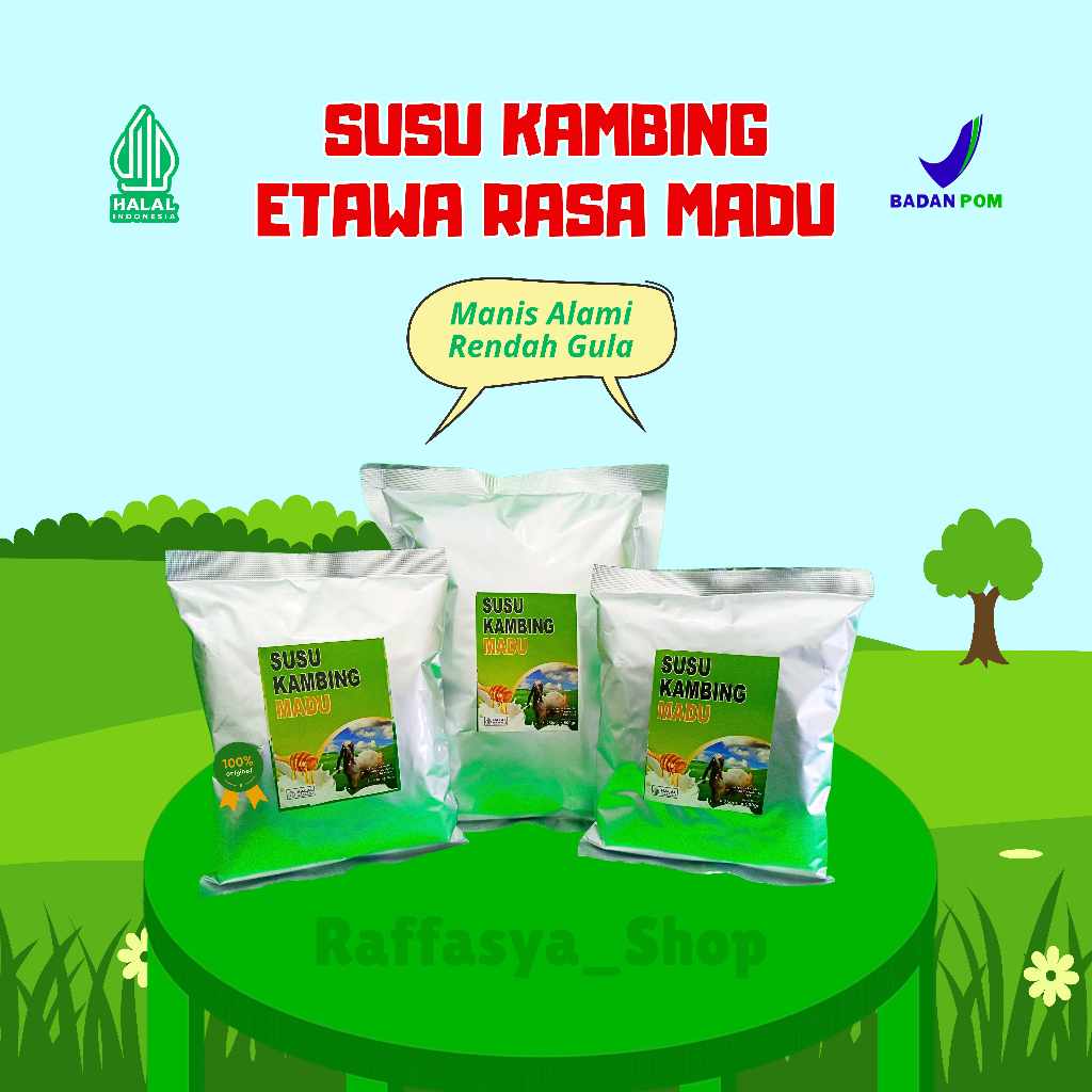 

Susu Kambing Etawa Bubuk Rendah Gula Kemasan 3 Varian Madu & Coklat