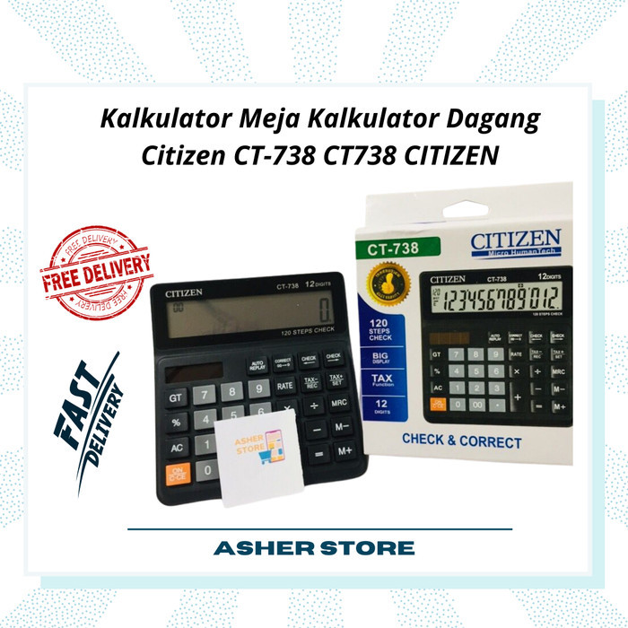 

KALKULATOR Dagang murah CT 738 - 12 DIGIT - CHECK AND CORRECT - TAX FUNCTION - BIG DISPLAY