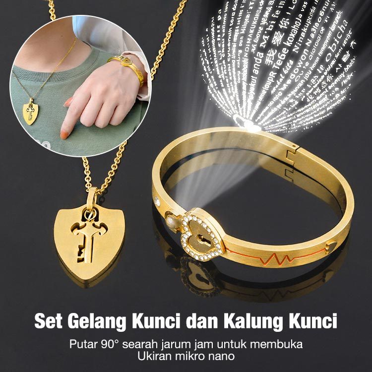 Beli 1 Gratis 1 Set Gelang Kunci Dan Kalung Kunci Set Couple Pasangan Titanium Chain Perak Emas Pria