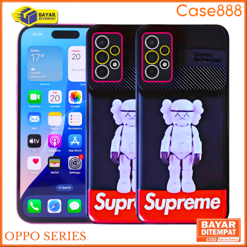 Case Oppo A5S A7 A11K A12 A15 A15S A16 A16S A17 A54 4G F9 Casing Supreme Pro Carbon Aesthetic Dengan