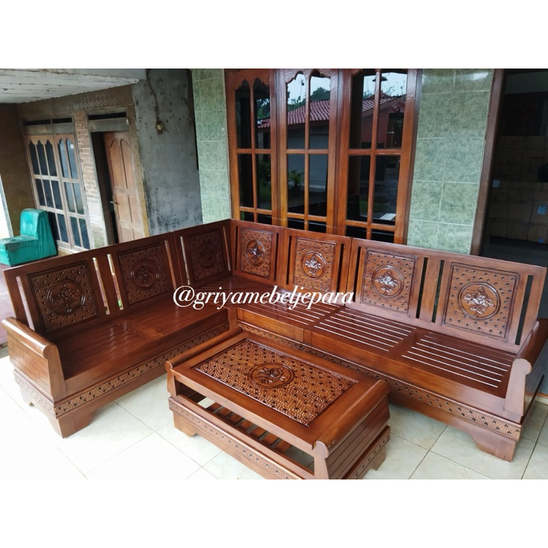 kursi sudut minimalis kayu jati Jepara