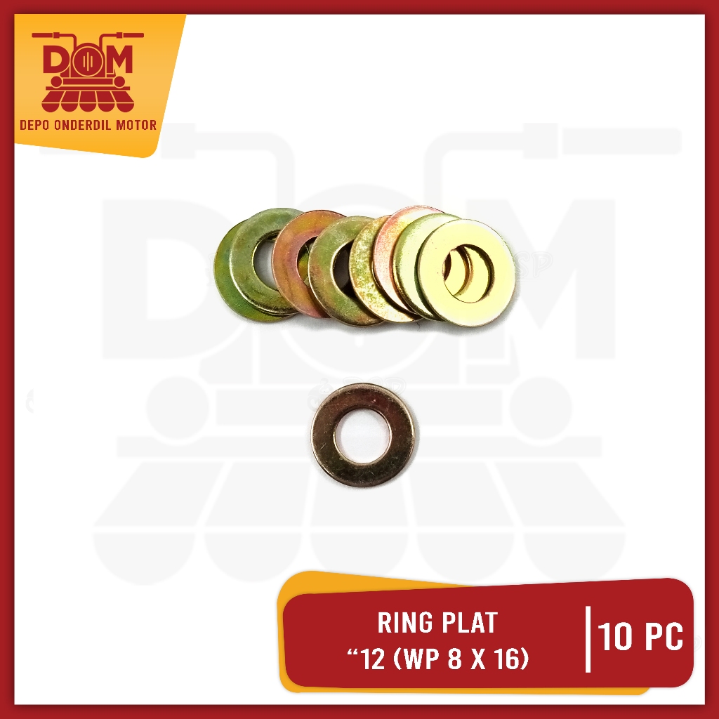 Ring Plat "12 WP 8 X 16 Harga Per Pak Isi 10 (PSP) Reng Pelat Washer Kunci 12 Diameter 8mm X 16mm