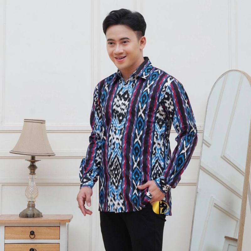 Kemeja Batik Dayak songkat Batik Nusantara Kemeja Tengkorak Premium Kemeja Pria Lengan Panjang