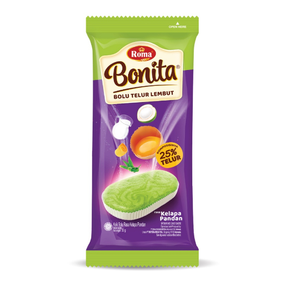 

Roma Bonita Bolu Telur Lembut Kelapa Pandan (PCS)
