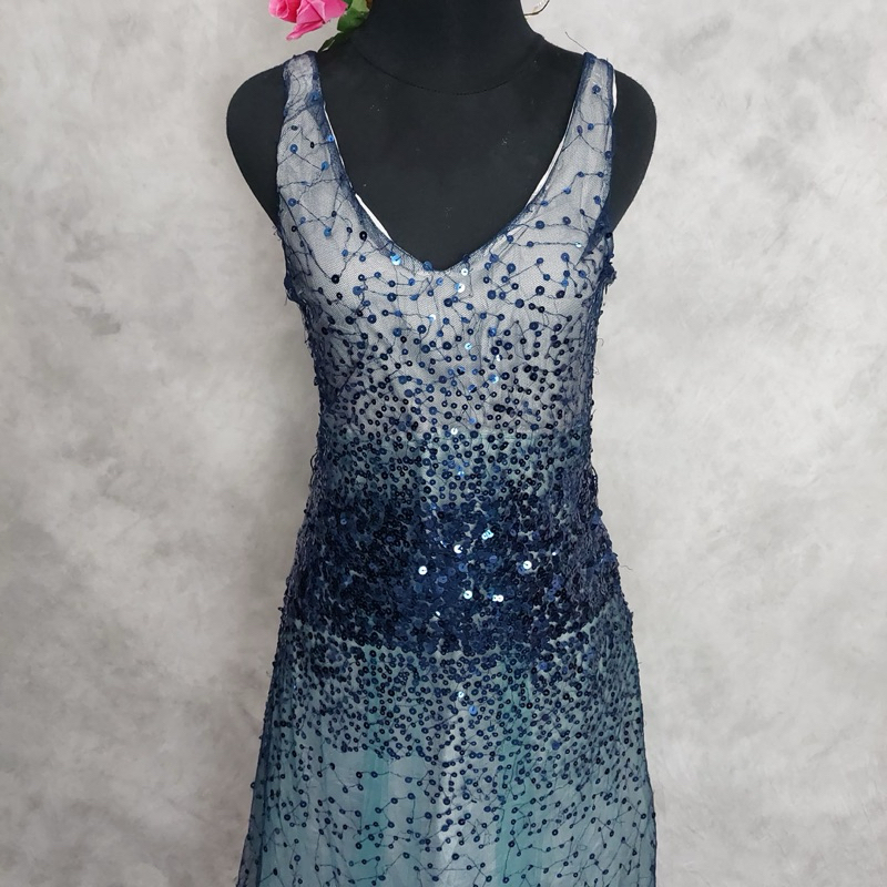 Dress sequin biru dongker