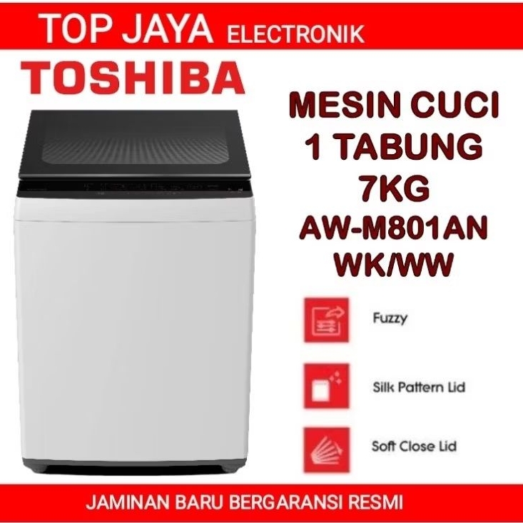 MESIN CUCI TOSHIBA 7 KG 1 TABUNG/TOSHIBA MESIN CUCI 7 KG TOP LOADING  NEW SERIES