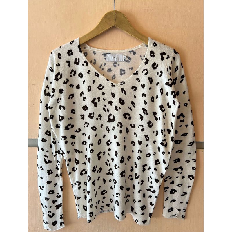 Atasan Basic Leopard Love Azul By Moussy