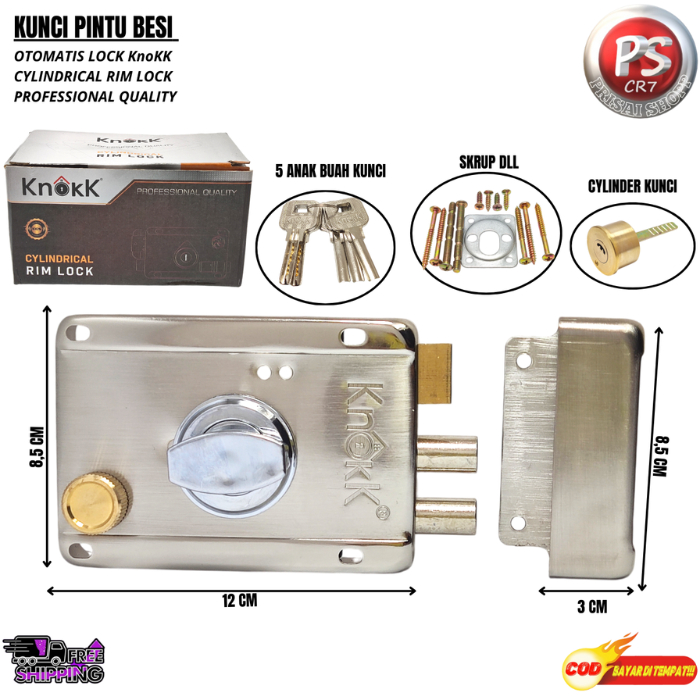 KUNCI PINTU BESI OTOMATIS RIM LOCK / KUNCI PAGAR BESI OTOMATIS KNOK / CYLINRICAL RIM LOCK PROFESIONA
