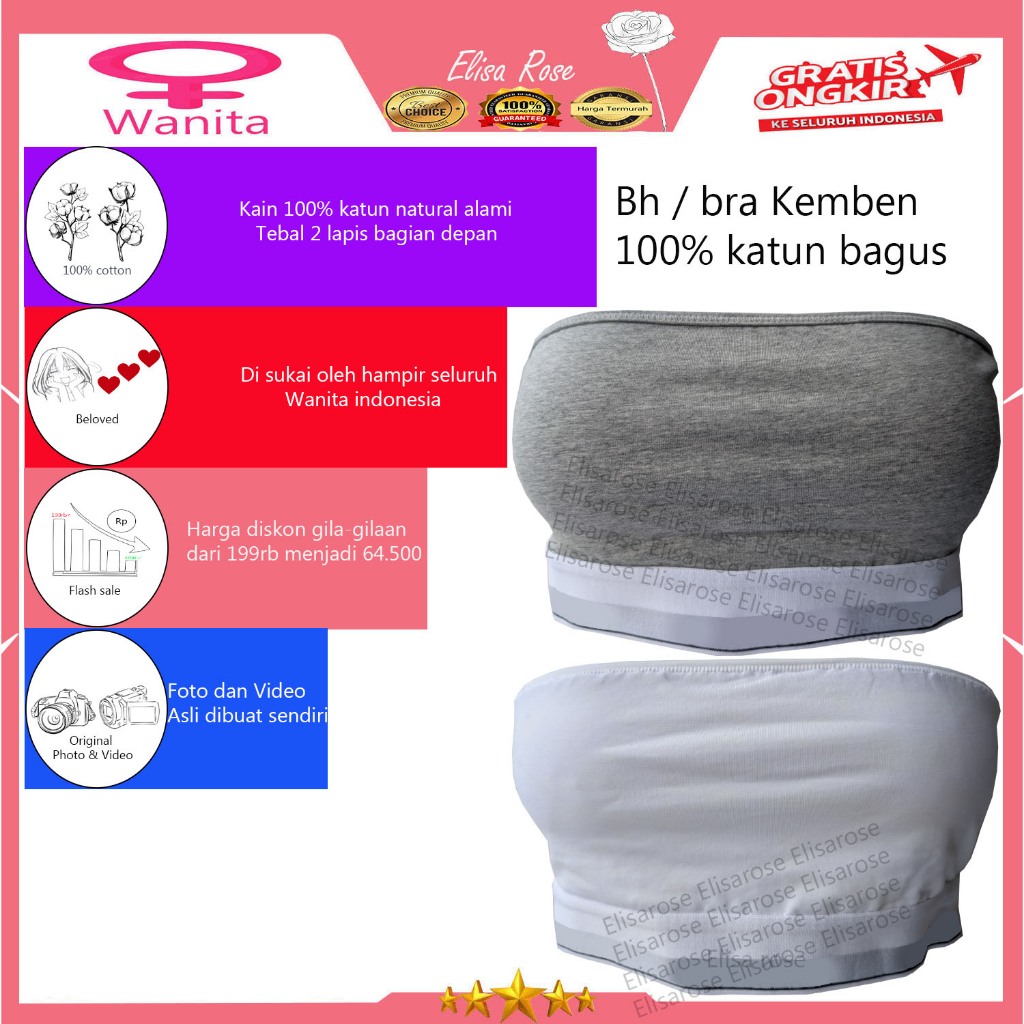 Bh kemben Bandeu bra kualitas tinggi Kain katun tebel adem halus karet halus tahan lama