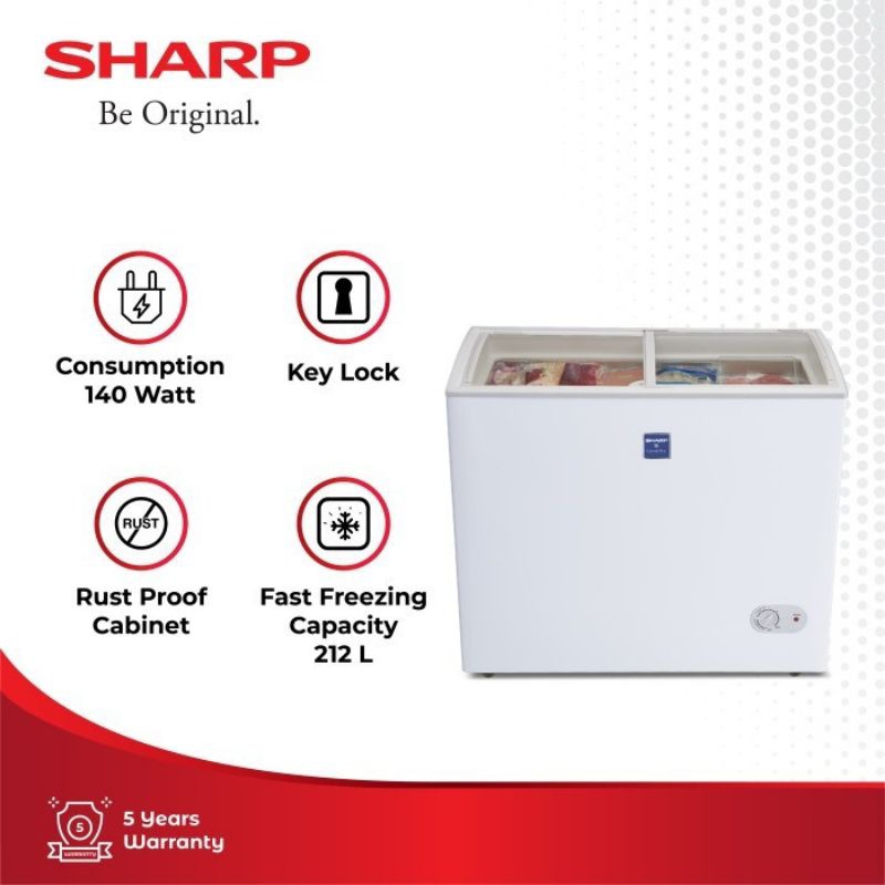 SHARP Chest Freezer Box Sliding Kaca 212 Liter FRW-210