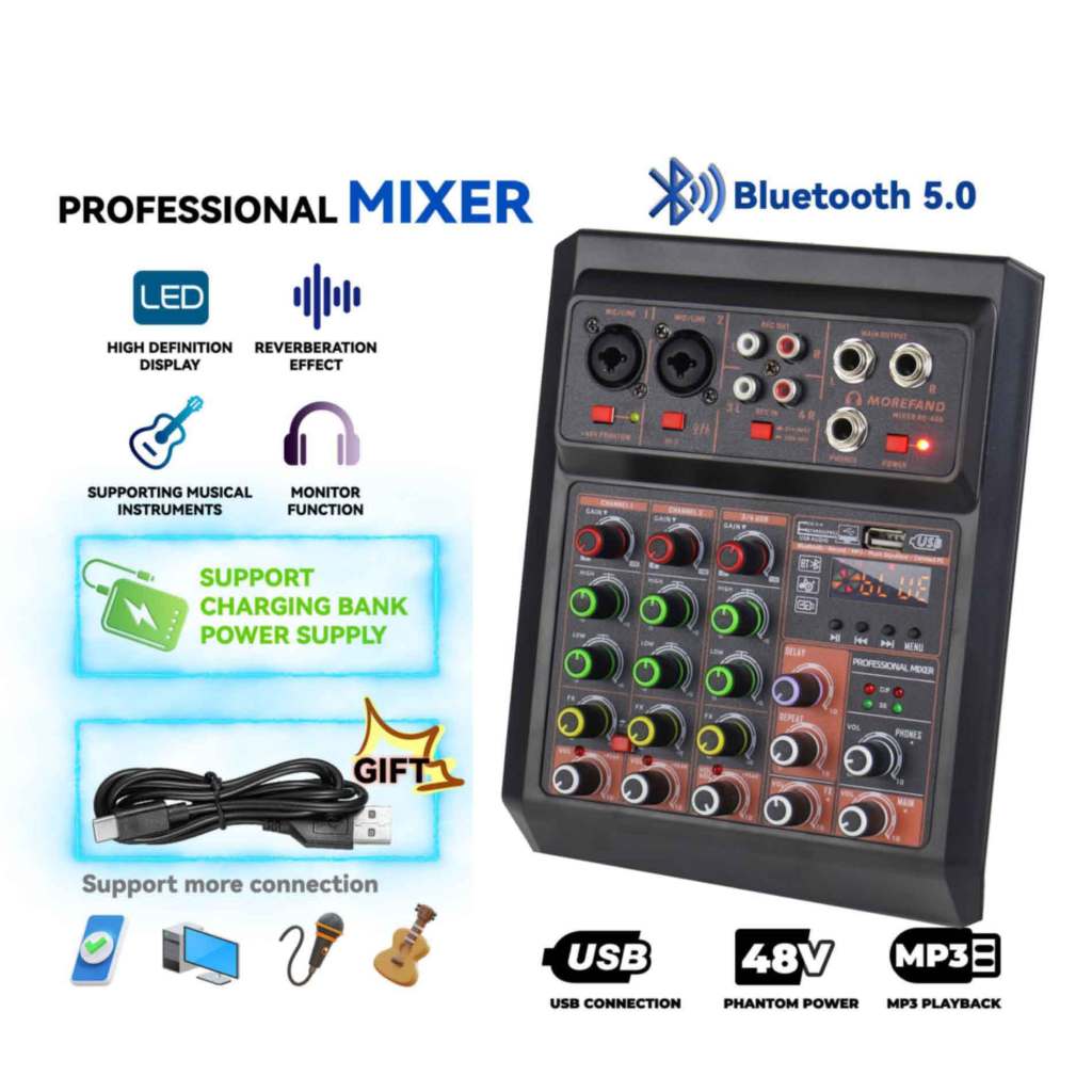 MOREFAND AUDIO RE405 Panggung audio mixer audio profesional 4 chanel murah ashley mini 7 chanel SOUN
