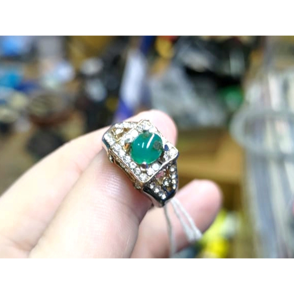 Cincin Batu Bacan Doko BC119 Hijau Botol Ikatan Ring Cewek
