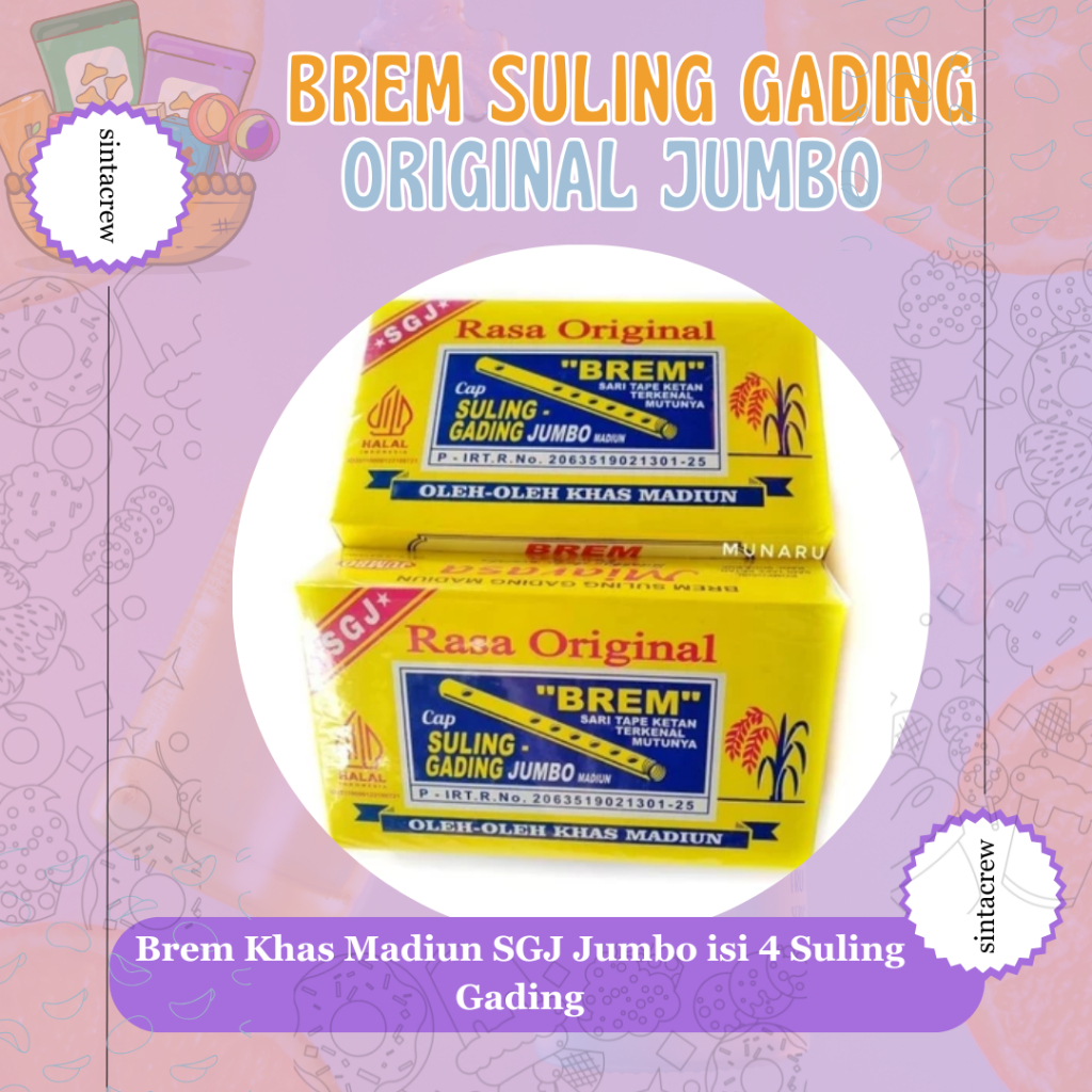

Brem Khas Madiun SGJ Jumbo isi 4 Suling Gading