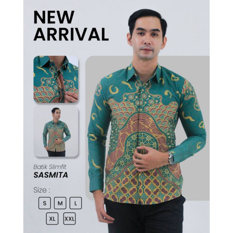 SASMITA Kemeja Batik Pria Lengan Panjang Slimfit Original Ori Prabuseno Full Furing Jumbo Modern Pre