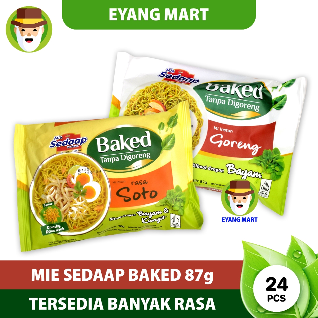 

Sedaap Baked Mie Instan Goreng / Kuah Soto Bayam Sehat 87 Gr