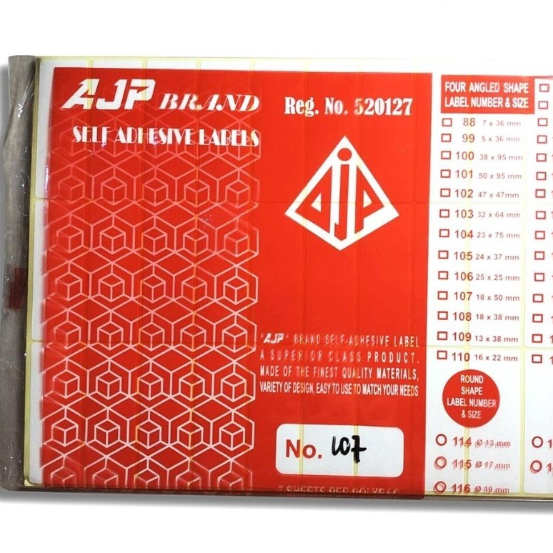 

LABEL UNDANGAN POLOS MEREK AJP NO 107