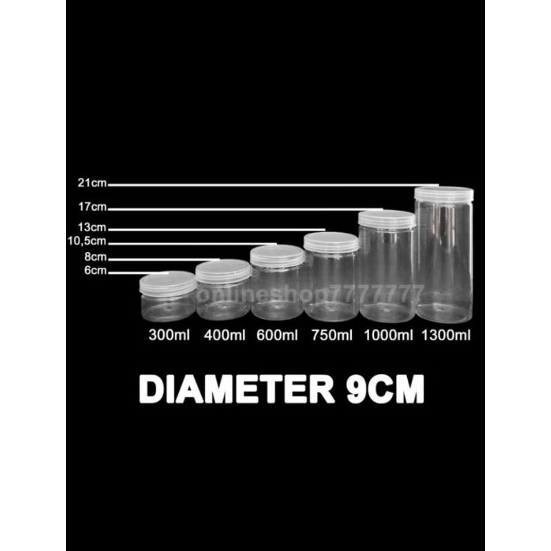Toples plastik silinder transparan tutup putih bening PET 1000ML food  grade BPA free jar besar simp