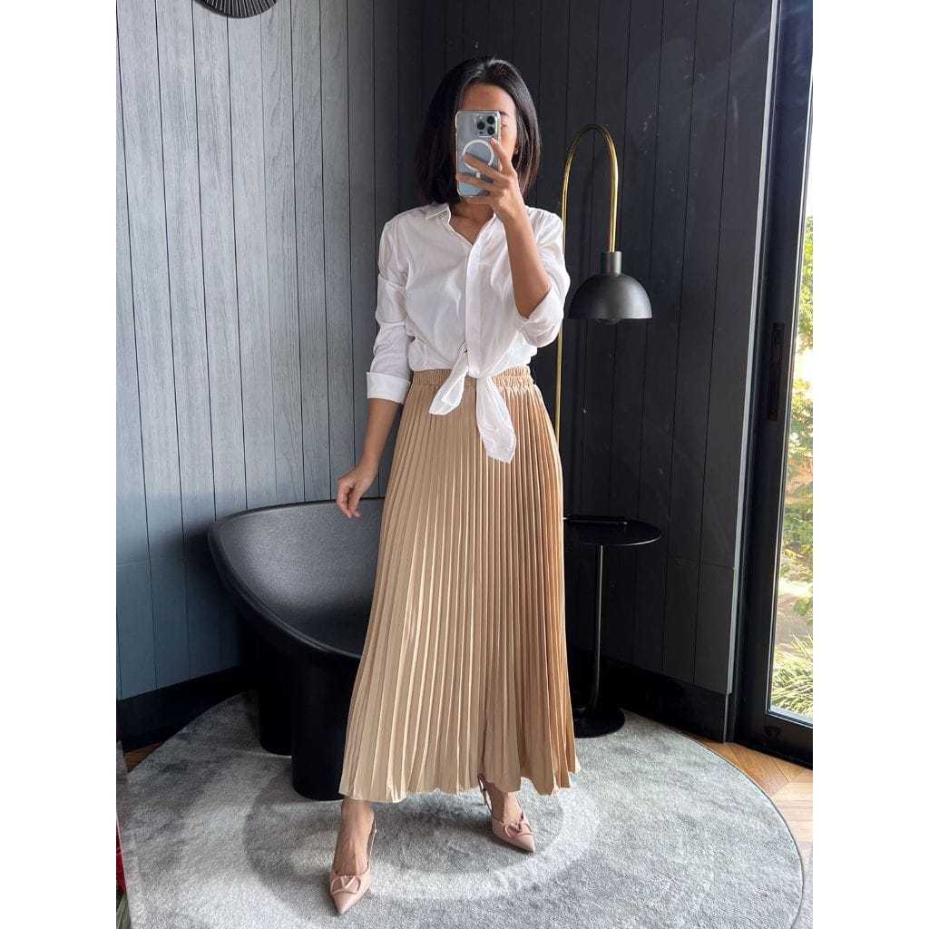 SUPER DEAL Rok putih / Rok plisket panjang / Rok Plisket Mayung / Rok Plisket / Plisket Premium /