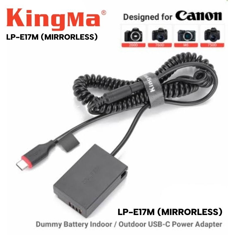 KingMa USB-C LP-E17M Dummy Battery For Canon Mirrorless M3, M5, M6 Baterai Dummy Battery