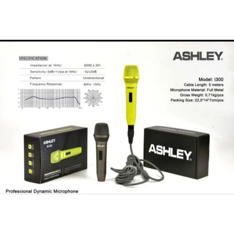 Mikrofon Dynamic Ashley M 202 Microphone kabel Ashley Original
