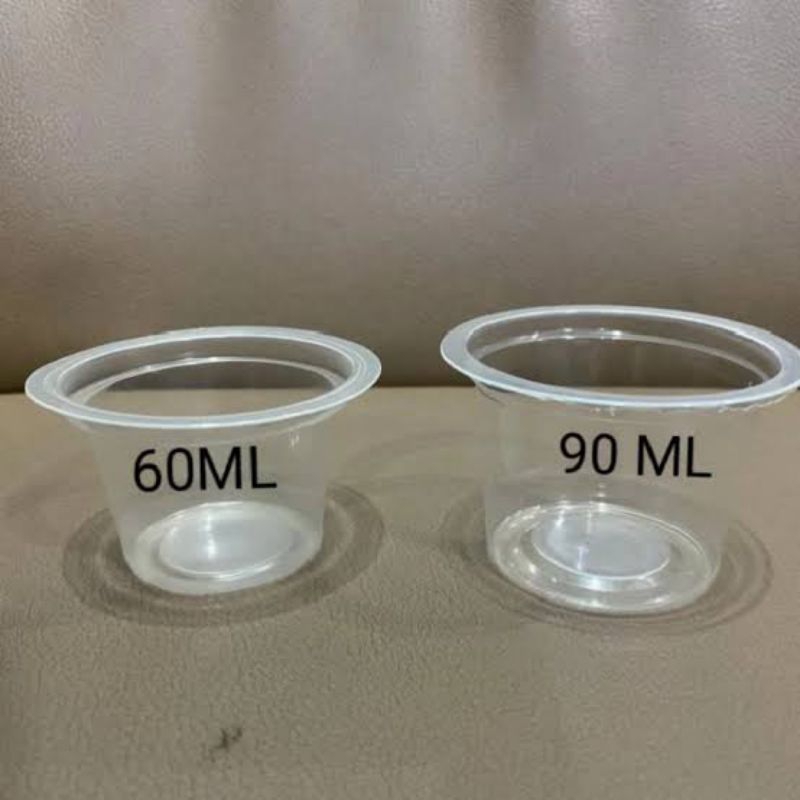 Cup Plastik Puding/Es Krim 90ml + 50 Sendok Kayu