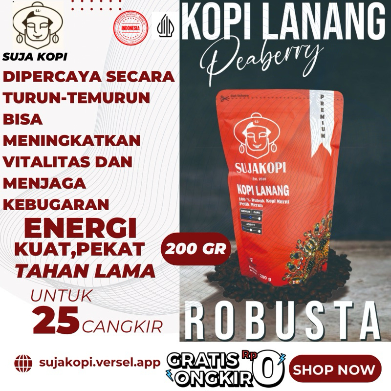 

suja kopi Bubuk kopi peaberry kopi murni kopi lanang 200gr dipercaya meningkatkan vitalitas murni tanpa bahan pengawet jaminan tidak murni uang kembali