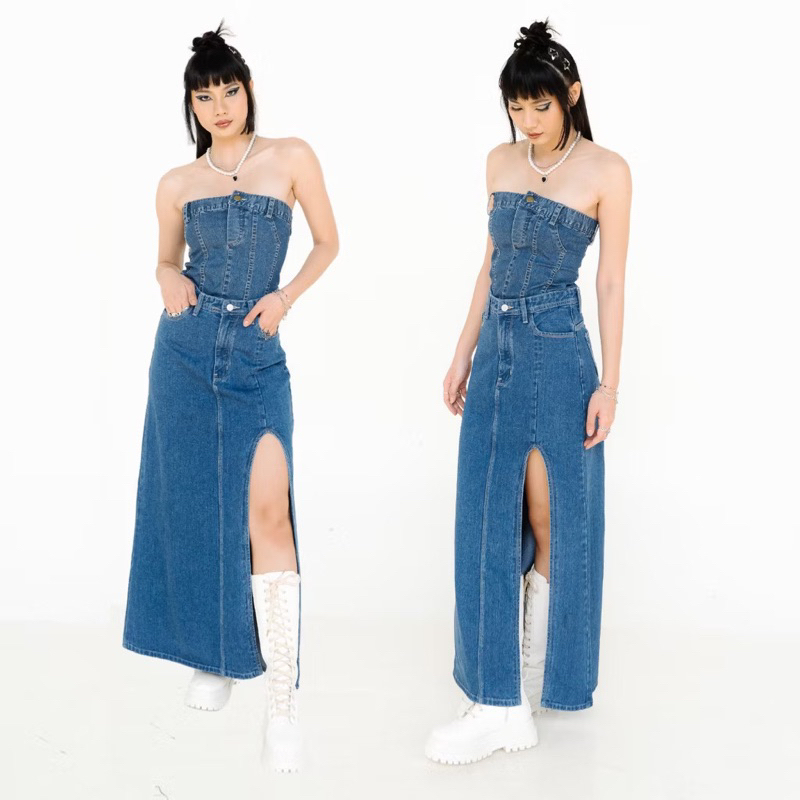 [PRELOVED] LADOUCE Mandy Maxi Skirt Rok Jeans Murah