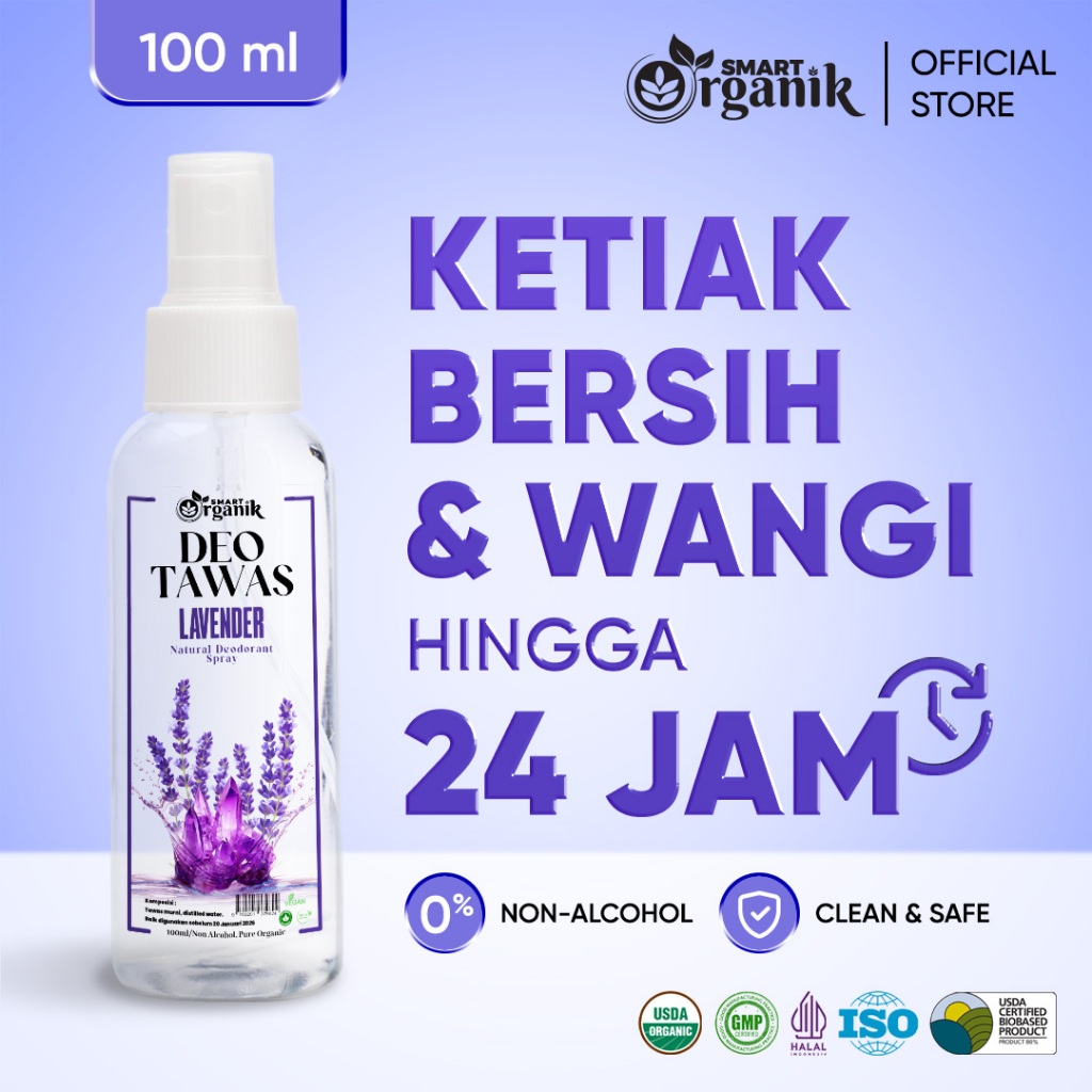Deodorant Tawas Spray SmartOrganik | Natural Deodorant | Penghilang Bau Badan | Deodorant Tawas | De
