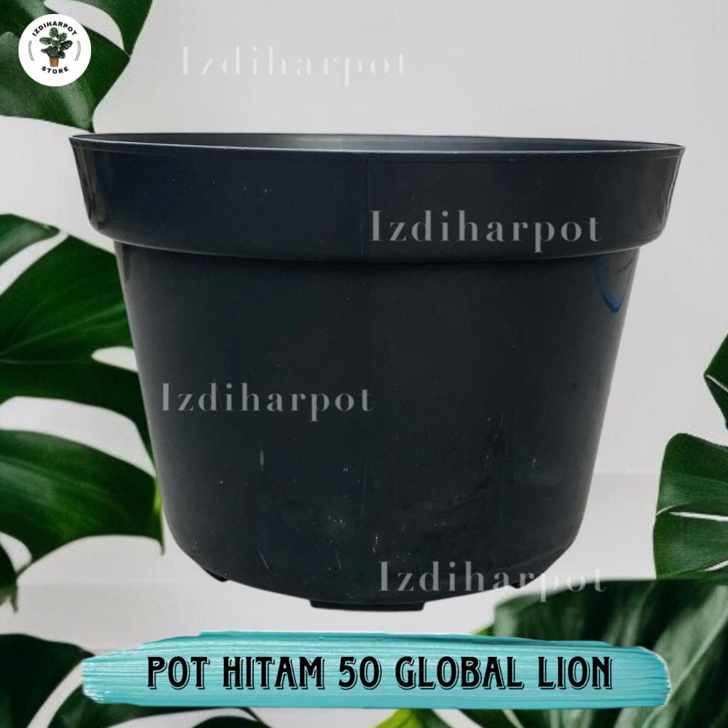 Pot Bunga Tanaman Plastik Hitam Global Lion Kembang 50 Polos - GL KEMBANG 50 POLOS